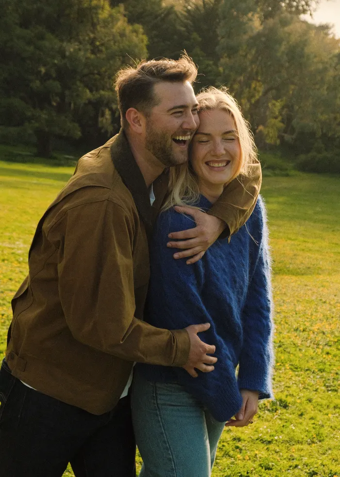 Engagement portrait photographed on film